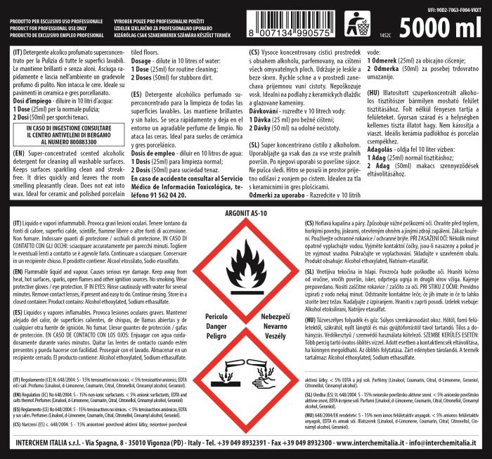 Detergente alcolico concentrato per pavimenti Argonit AS-10