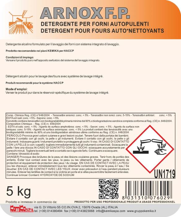 Detergente per forni autopulenti Arnox FP Kg 5