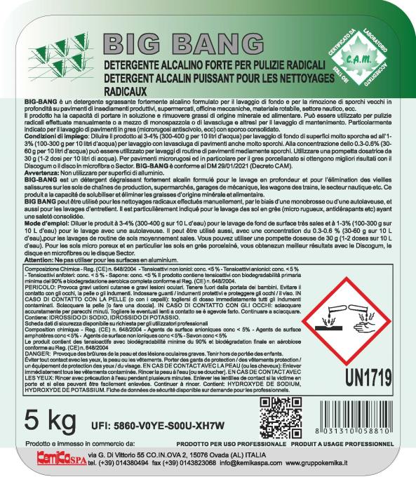 Detergente alcalino Big Bang lt 5