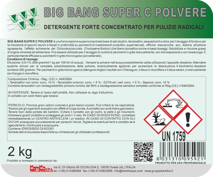 Detergente in polvere superconcentrato Big Bang Super C KG 2