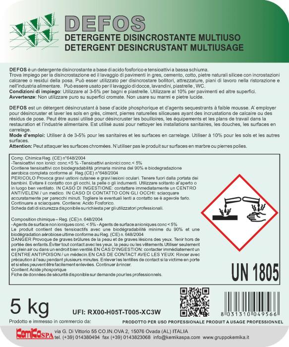 Detergente Acido Disincrostante Multiuso Defos Lt 5