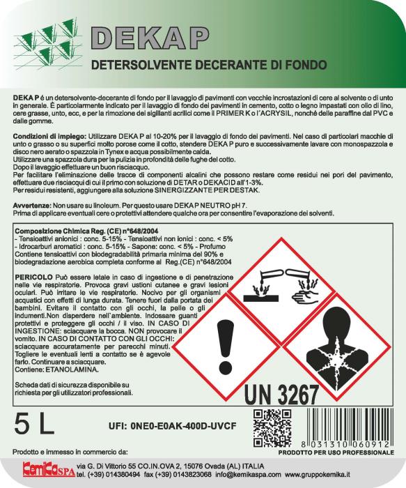 Detergente solvente Deka P lt 5