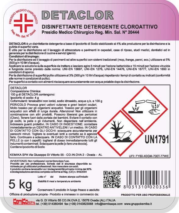 Disinfettante detergente clorattivo Detaclor
