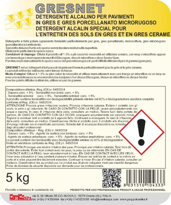 Detergente per pavimenti Gresnet 5 KG