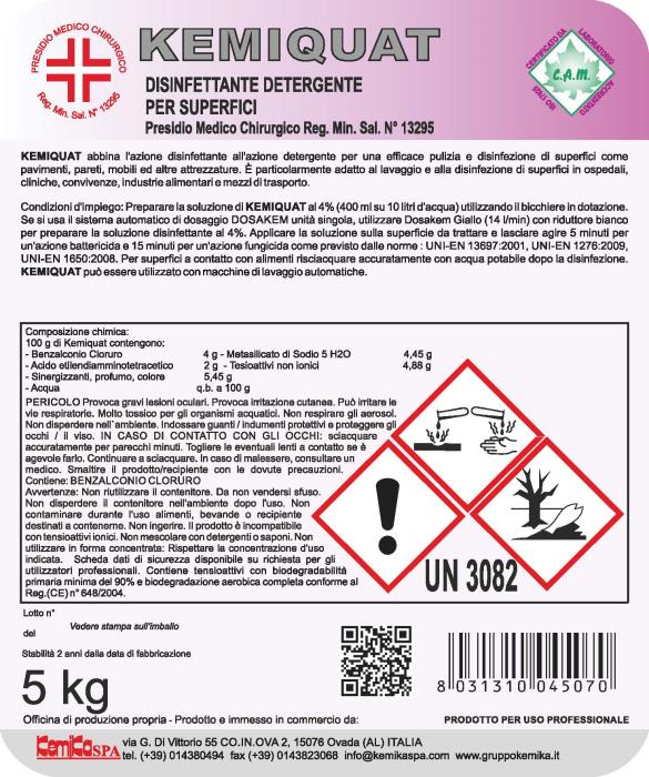 Disinfettante Detergente Kemiquat Lt 5