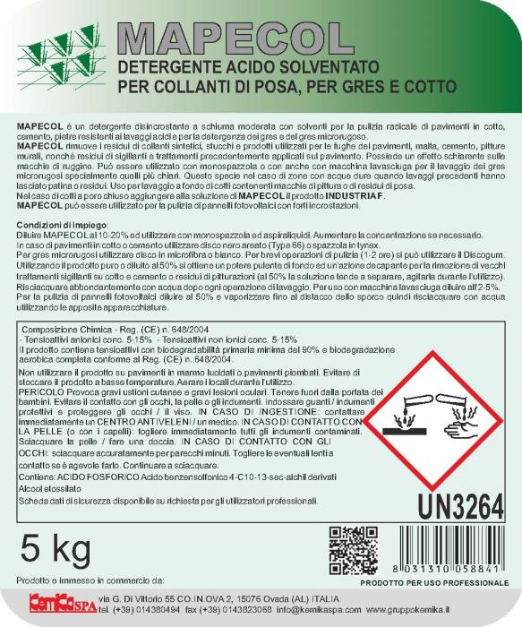 Detergente acido solventato Mapecol Kg 5