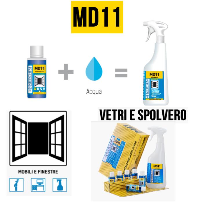 Detergente per vetri MD11 - KIT 6 PZ + flacone ml 750