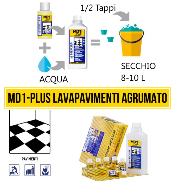 Detergente per pavimenti MD1-Plus - kit 6 pz + bottiglia lt 1