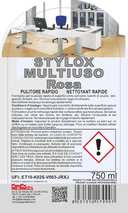 Stylox Multiuso ml 750 Pulitore rapido per vetri, scrivanie e banchi