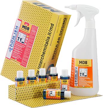 Detergente bagno MD8 Fresh - kit 6 pz + flacone ml 750